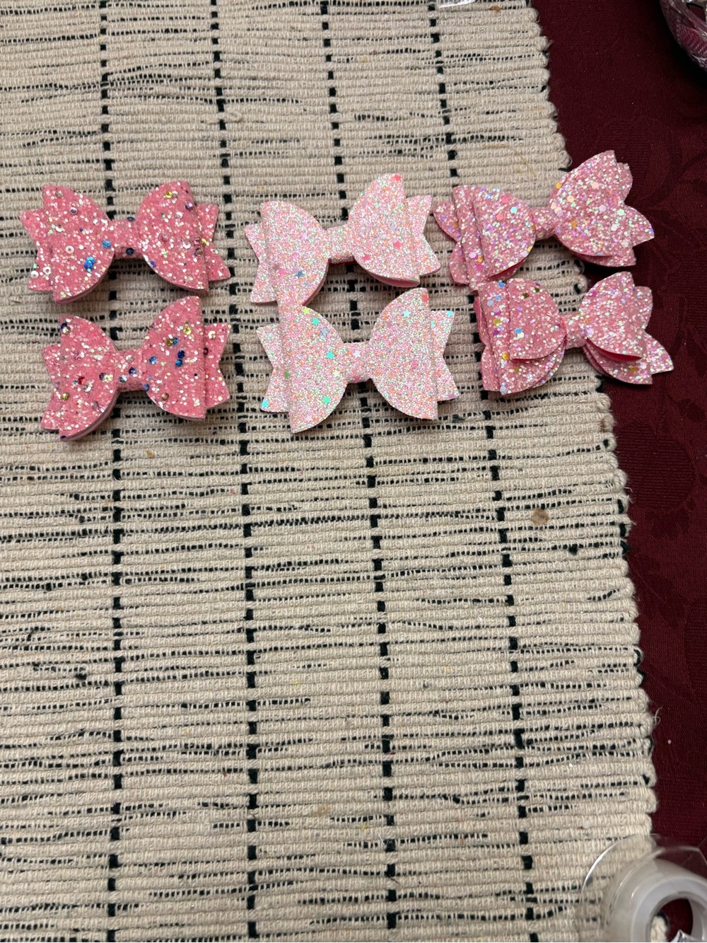 Girls' Pink Glitter Bow Hair Clips — Sparkle Set 3 pairs